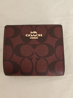 Coach Oxblood Signature Snap Wallet